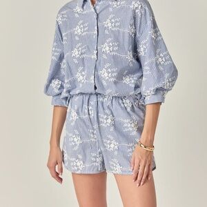 English Factory The Charlotte Embroidered Striped Shorts